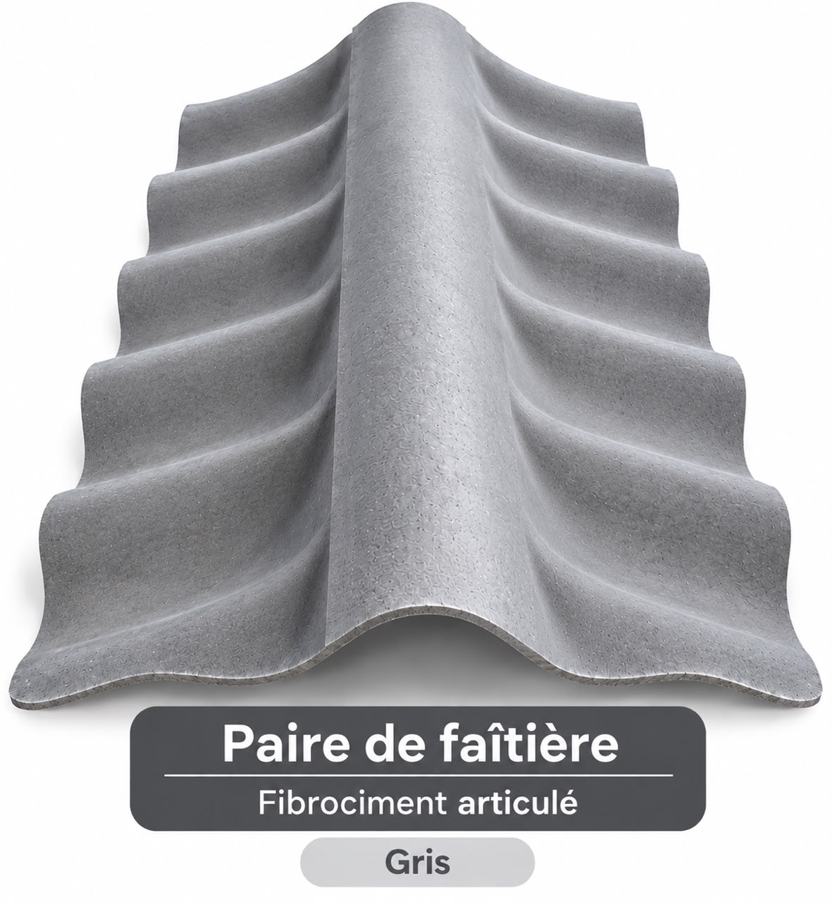 Faîtière articulée en fibrociment gris