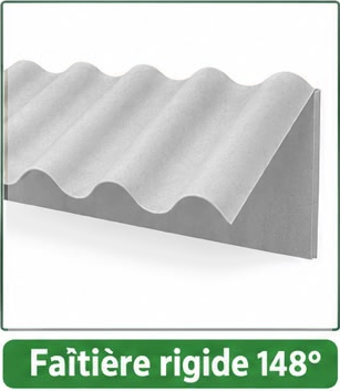 Faîtière rigide 148° en fibrociment gris