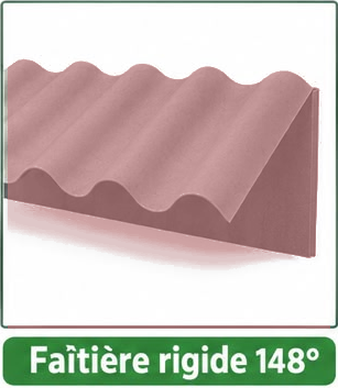 Faîtière rigide 148° en fibrociment rouge