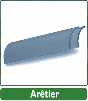 Arêtier en fibrociment bleu